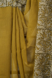 Olive Green HBP Kota Doria Saree - SROGKDS256