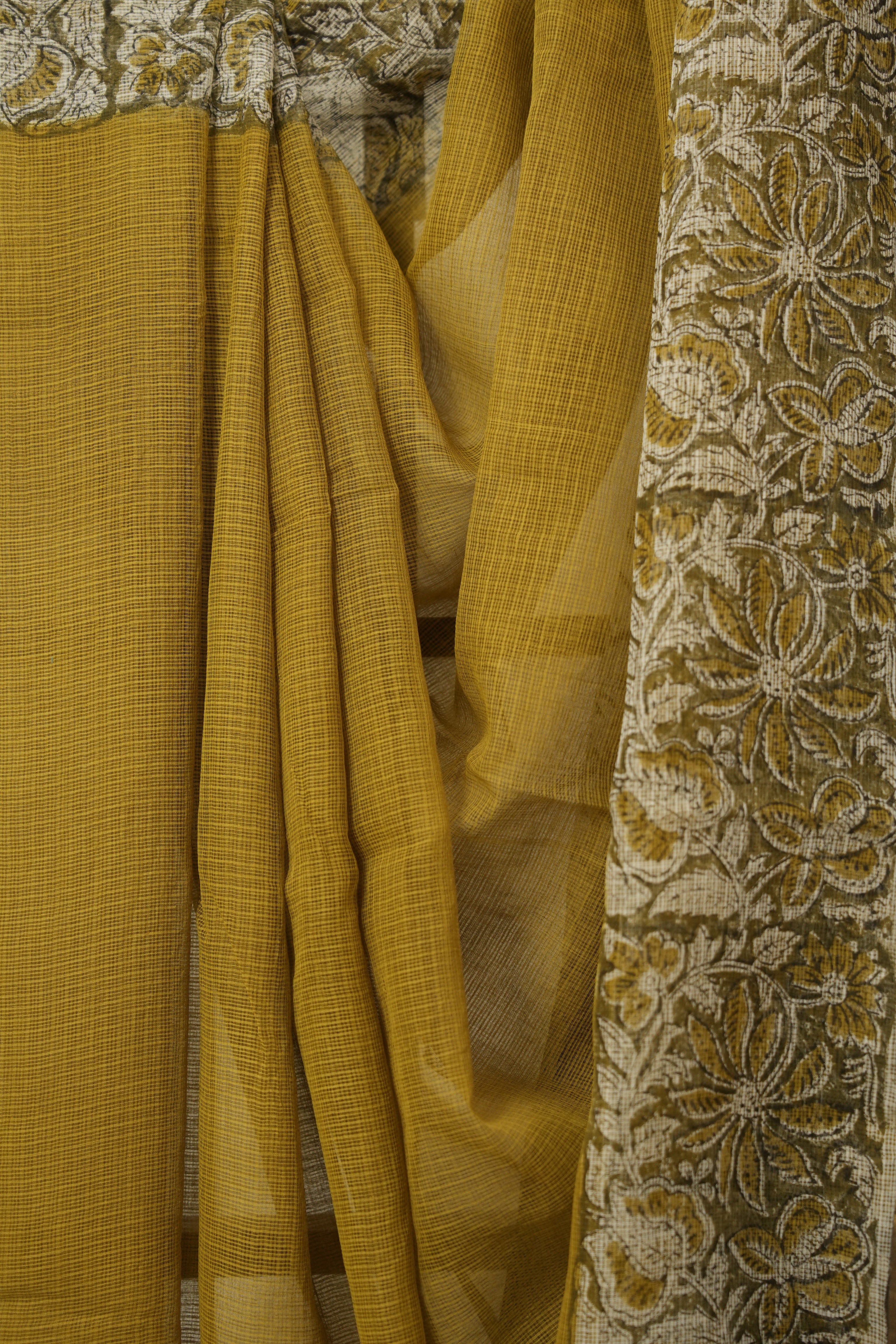 Olive Green HBP Kota Doria Saree - SROGKDS256