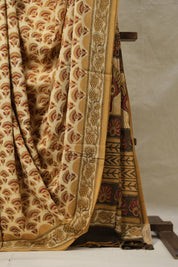 Cream- Musturd HBP Cotton Saree - SRCMCS3213