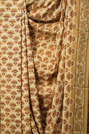 Cream- Musturd HBP Cotton Saree - SRCMCS3213