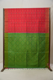 Red Green Raw Silk Ikat Saree - SRRGRSIS867