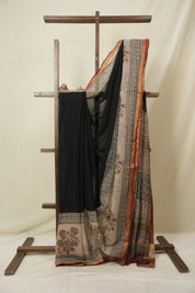 Black HBP Kota Doria Saree - SRBKDS257