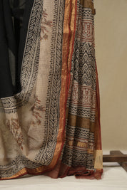 Black HBP Kota Doria Saree - SRBKDS257