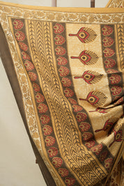 Cream- Musturd HBP Cotton Saree - SRCMCS3213