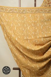 Cream- Musturd HBP Cotton Saree - SRCMCS3213