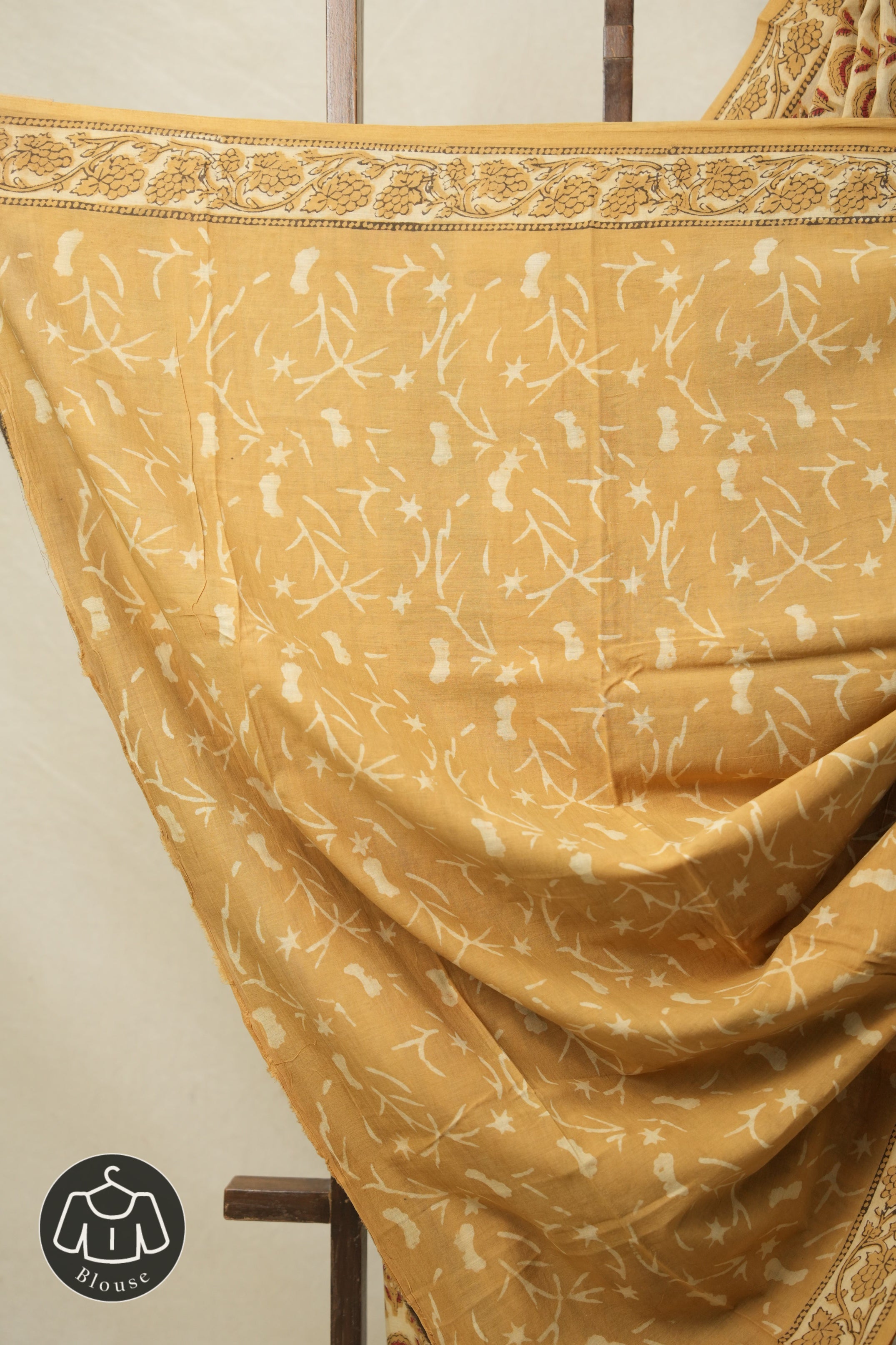 Cream- Musturd HBP Cotton Saree - SRCMCS3213