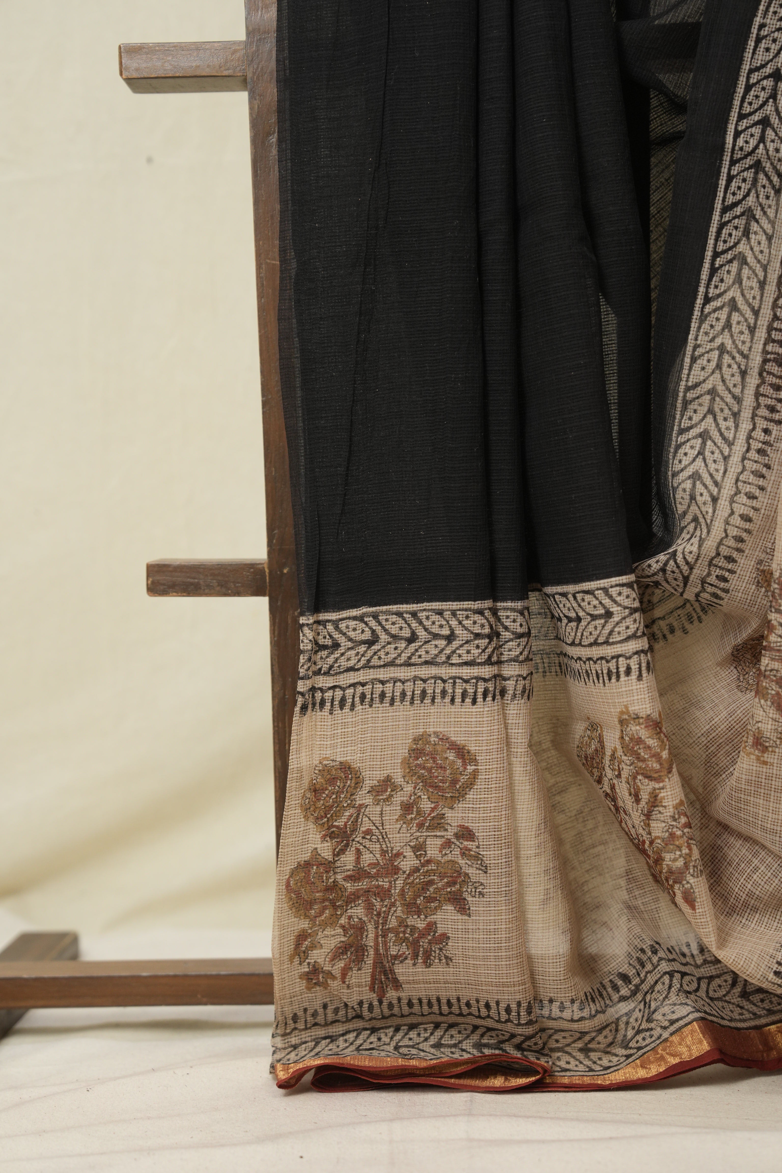 Black HBP Kota Doria Saree - SRBKDS257