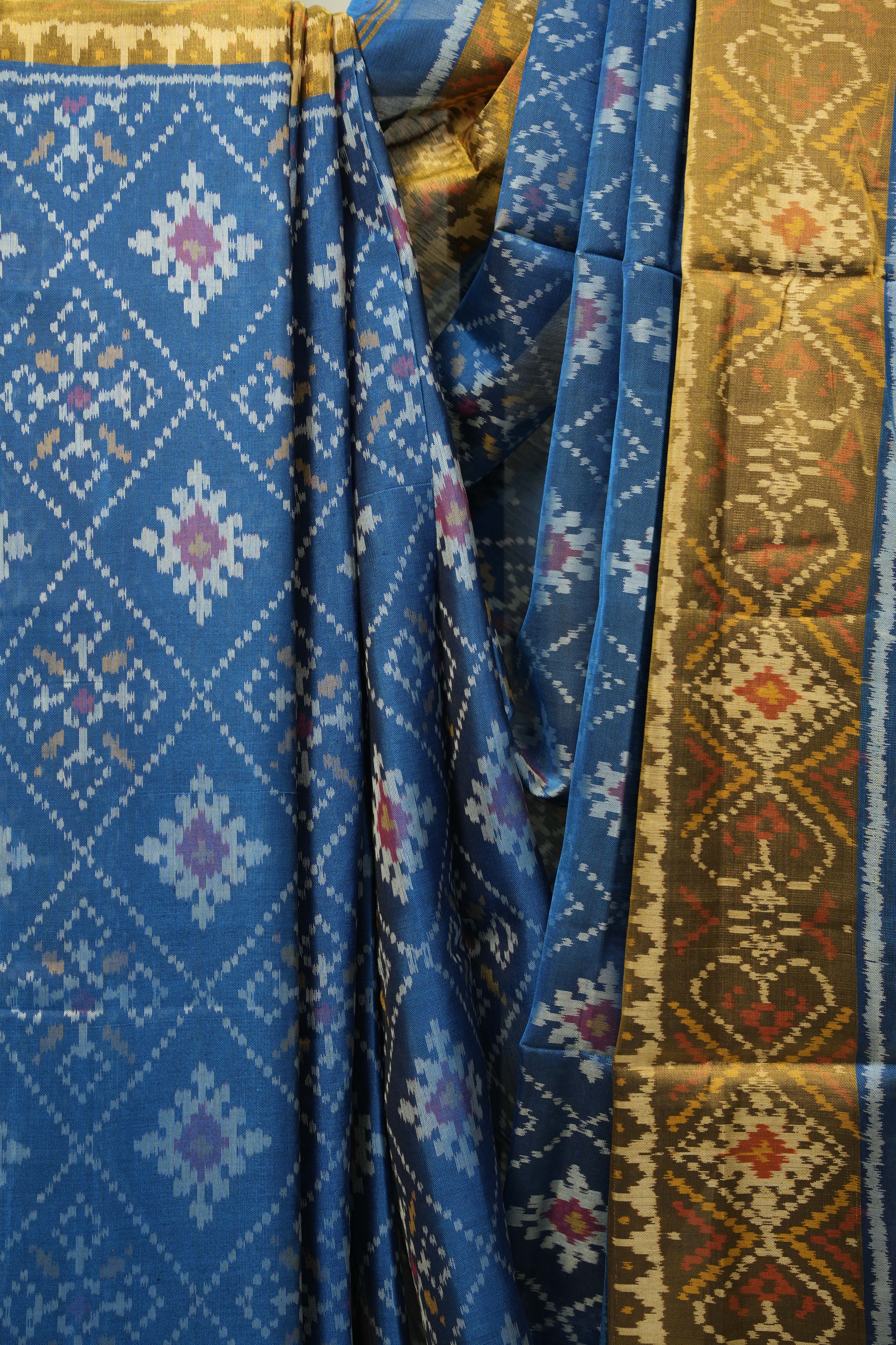 Peacock Blue Rajkot Patola Silk Saree - SRPBRPSS655