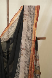 Black HBP Kota Doria Saree - SRBKDS257