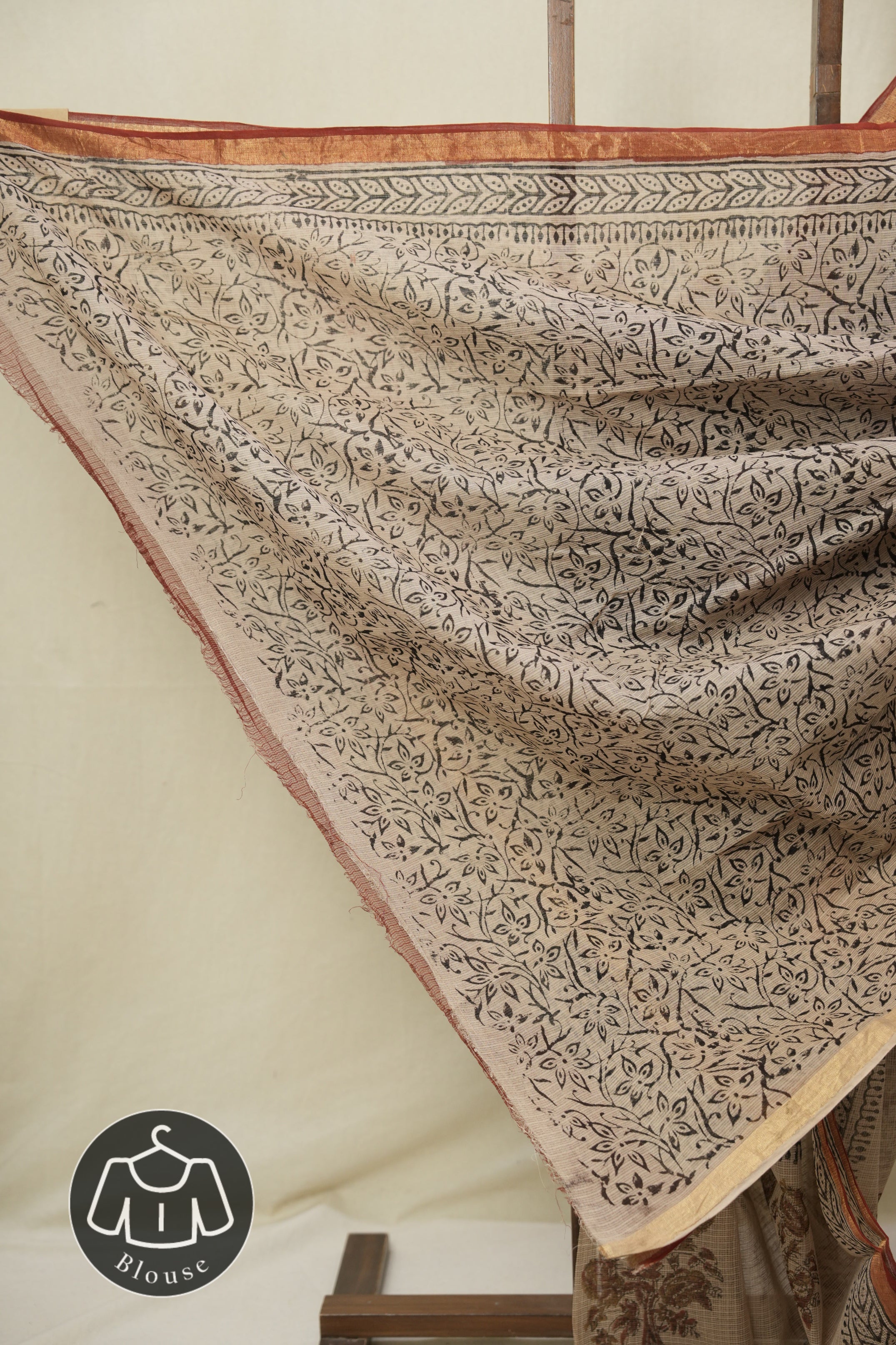 Black HBP Kota Doria Saree - SRBKDS257