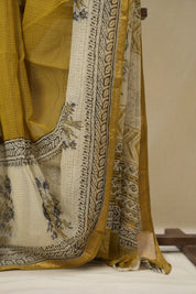 Mustard HBP Kota Doria Saree - SRMKDS264