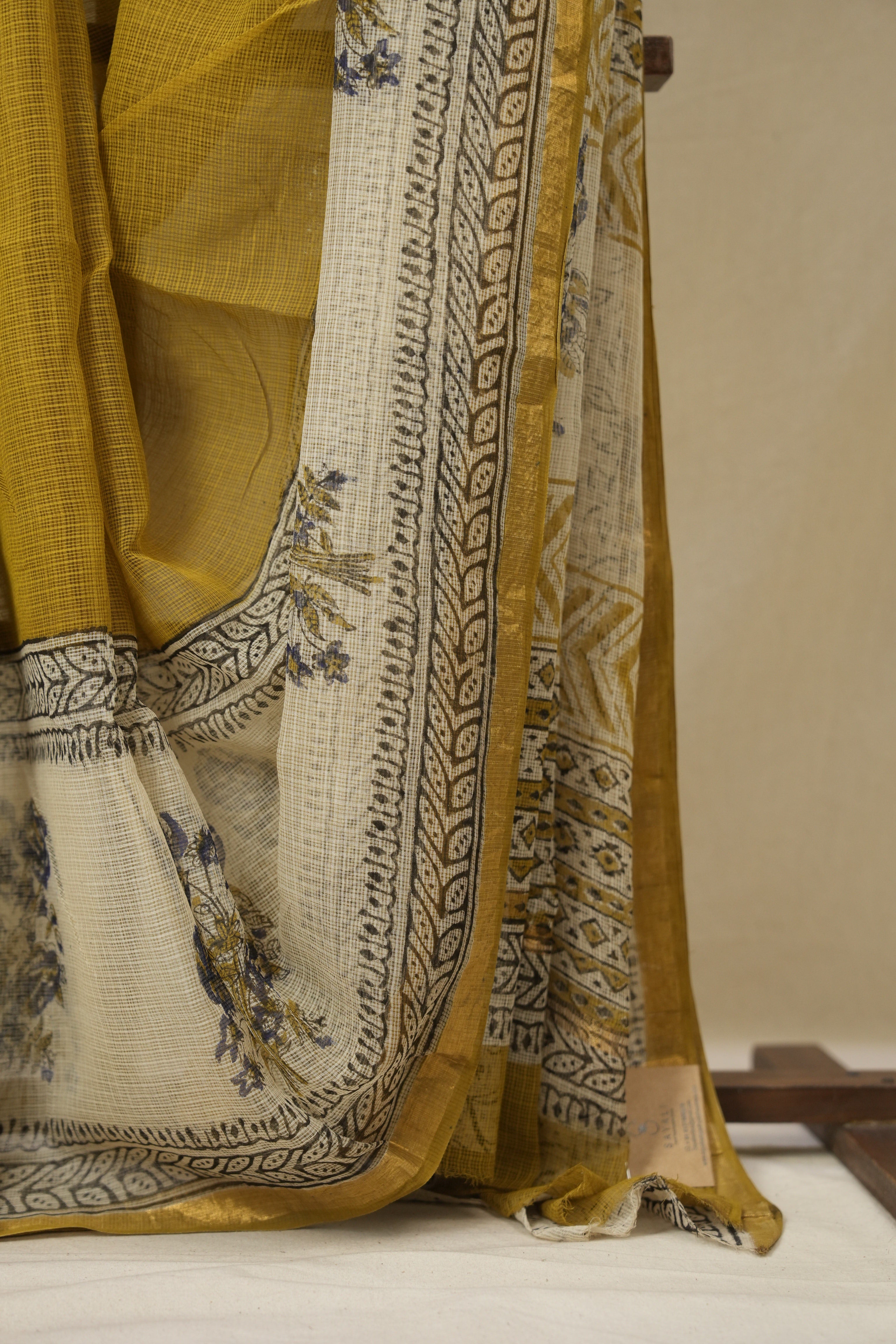 Mustard HBP Kota Doria Saree - SRMKDS264
