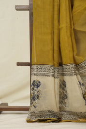 Mustard HBP Kota Doria Saree - SRMKDS264