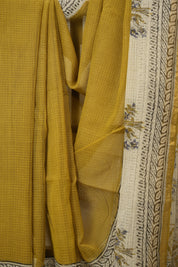 Mustard HBP Kota Doria Saree - SRMKDS264