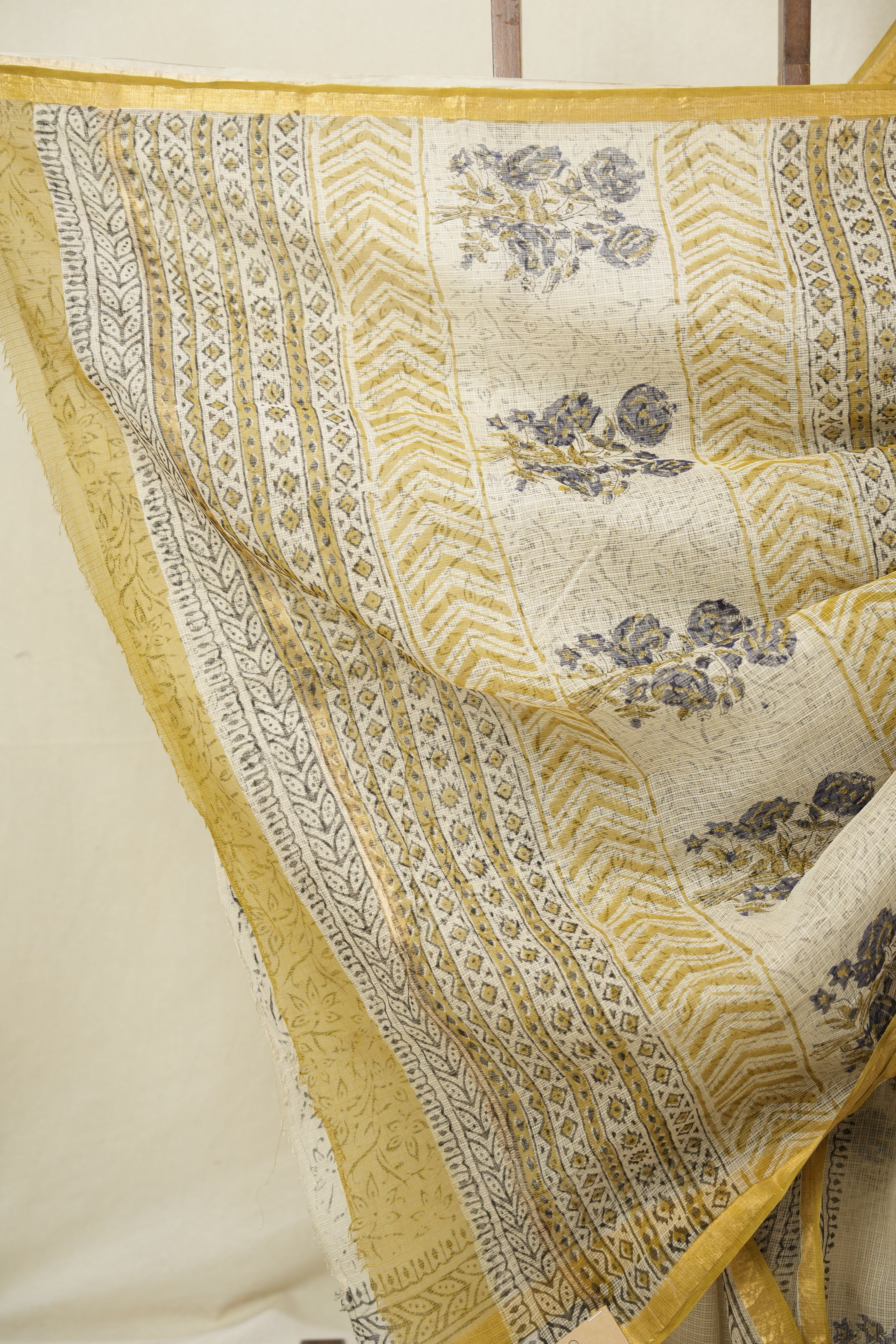 Mustard HBP Kota Doria Saree - SRMKDS264