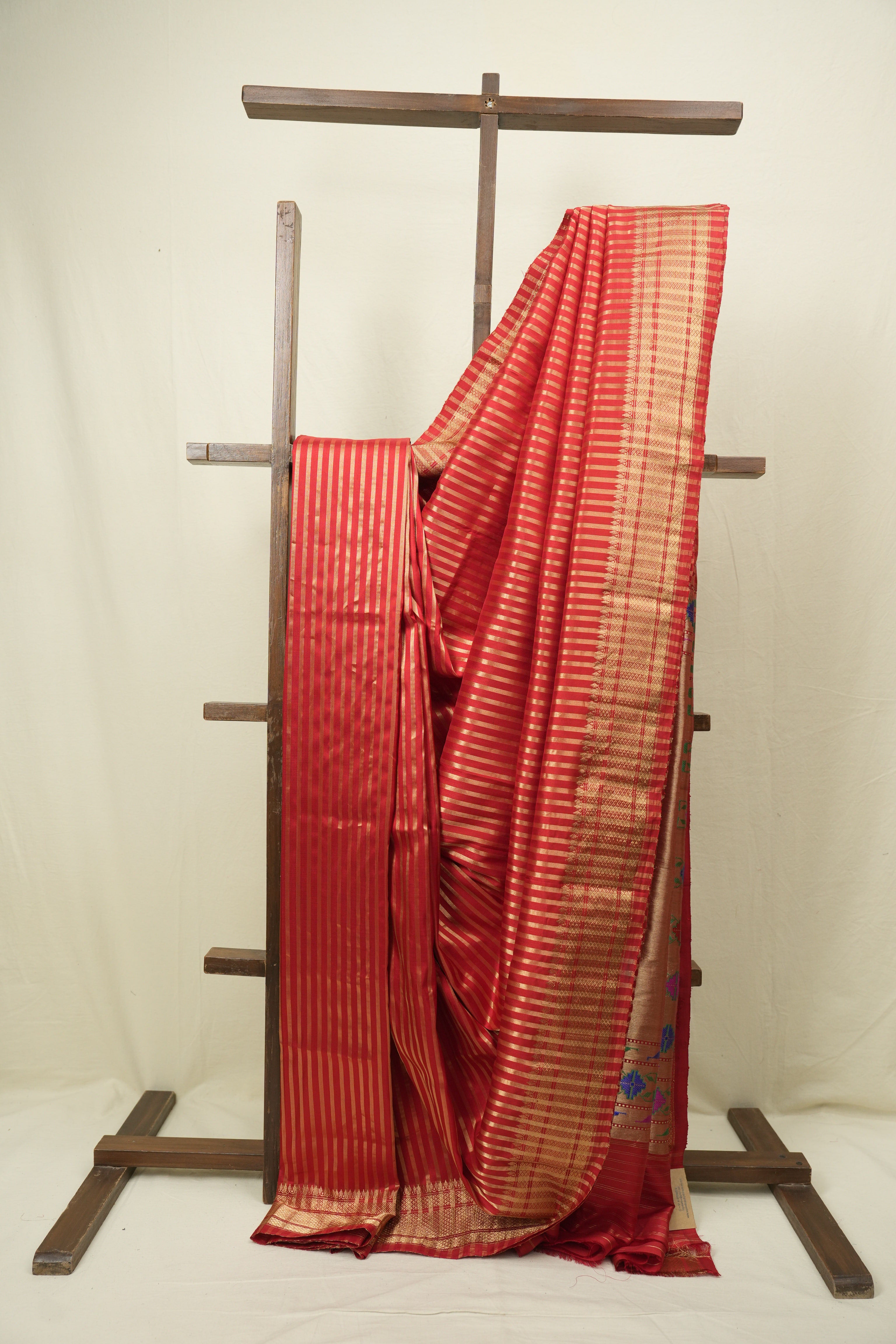 Red Cotton Silk Paithani Saree - SRRCSPS04