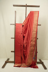 Red Cotton Silk Paithani Saree - SRRCSPS04