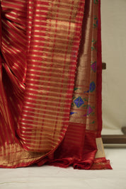 Red Cotton Silk Paithani Saree - SRRCSPS04