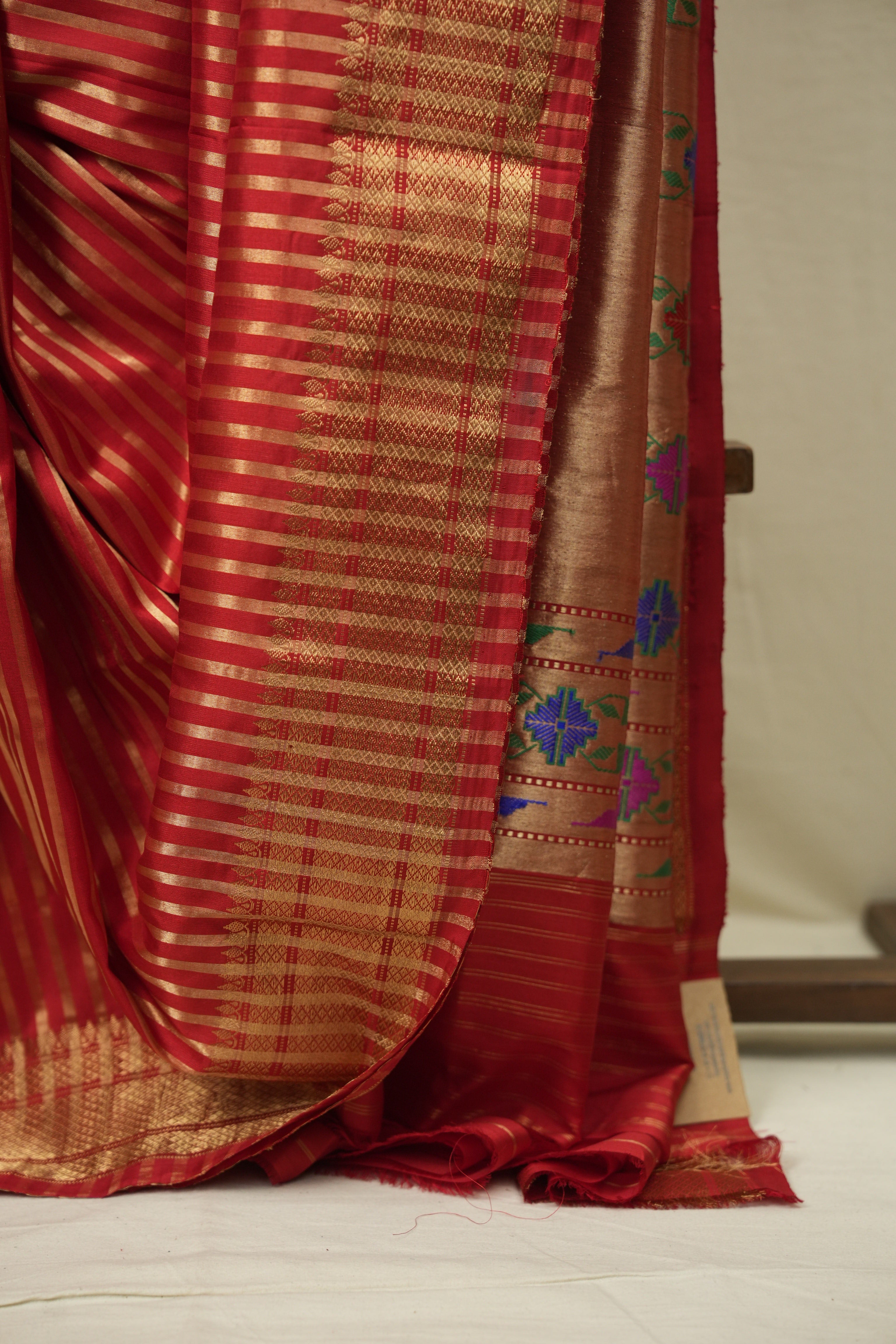 Red Cotton Silk Paithani Saree - SRRCSPS04