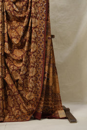 Orange Maroon HBP Cotton Saree - SROMCS3160