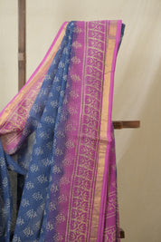 Blue HBP Kota Doria Saree - SRBKDS262