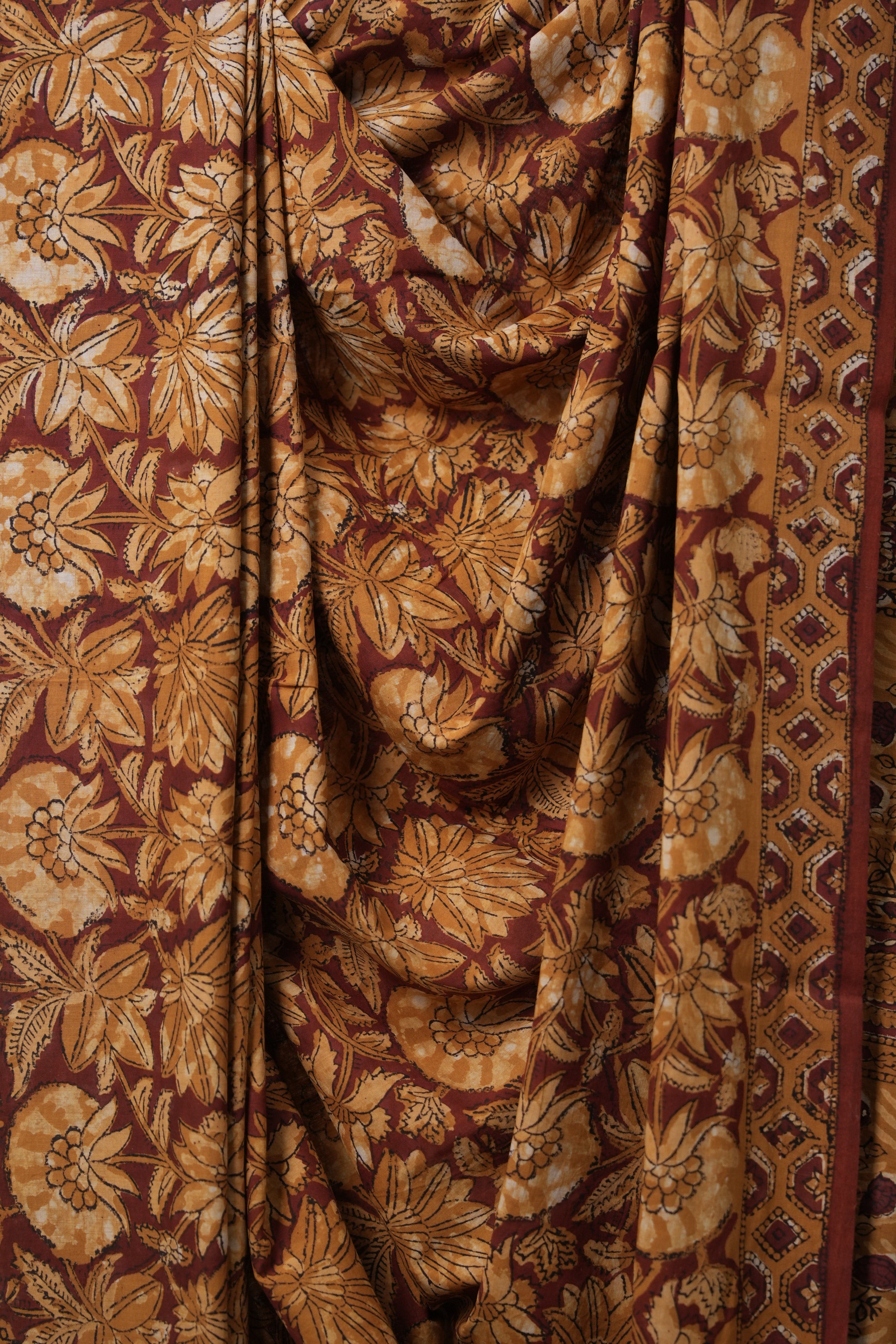 Orange Maroon HBP Cotton Saree - SROMCS3160