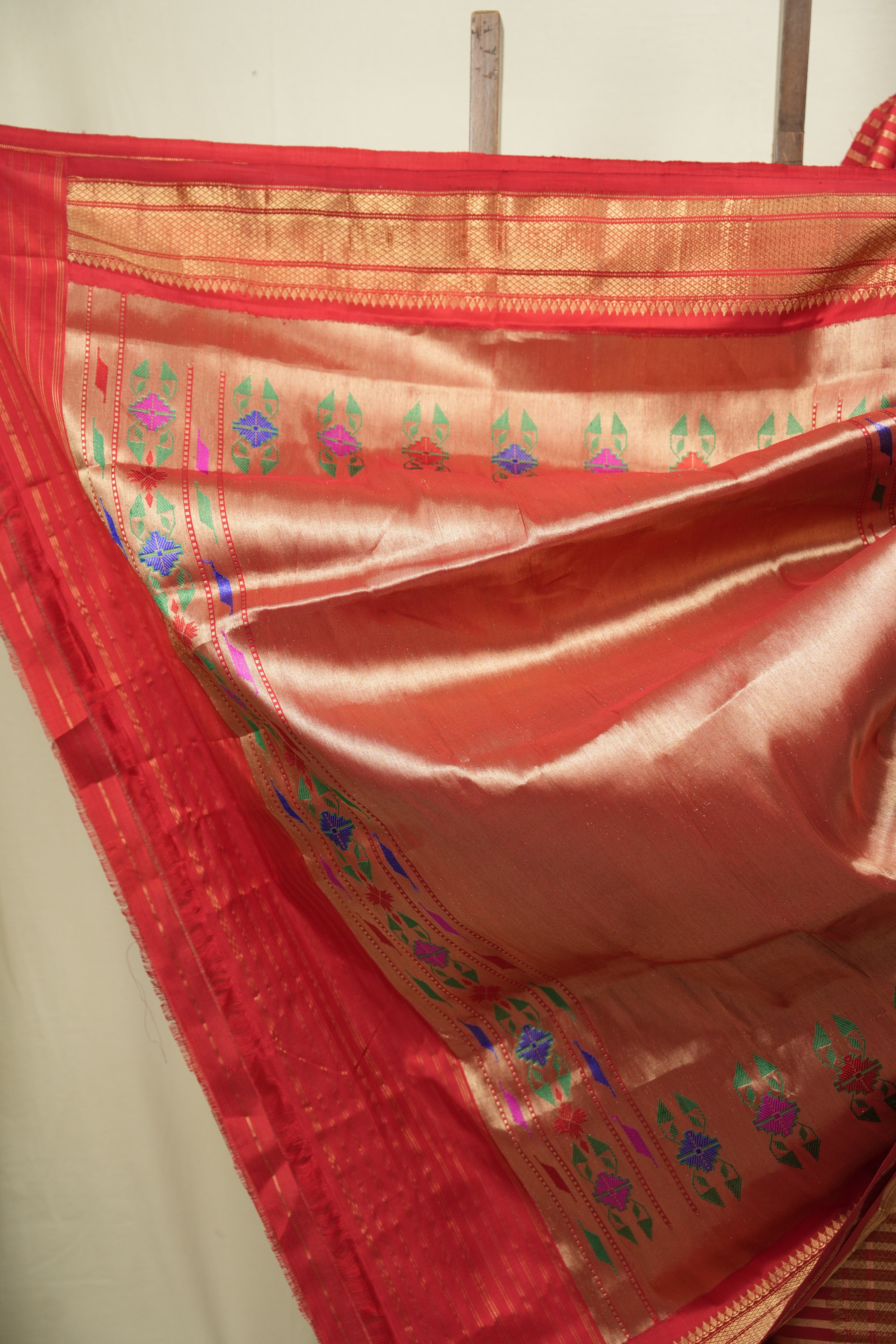Red Cotton Silk Paithani Saree - SRRCSPS04