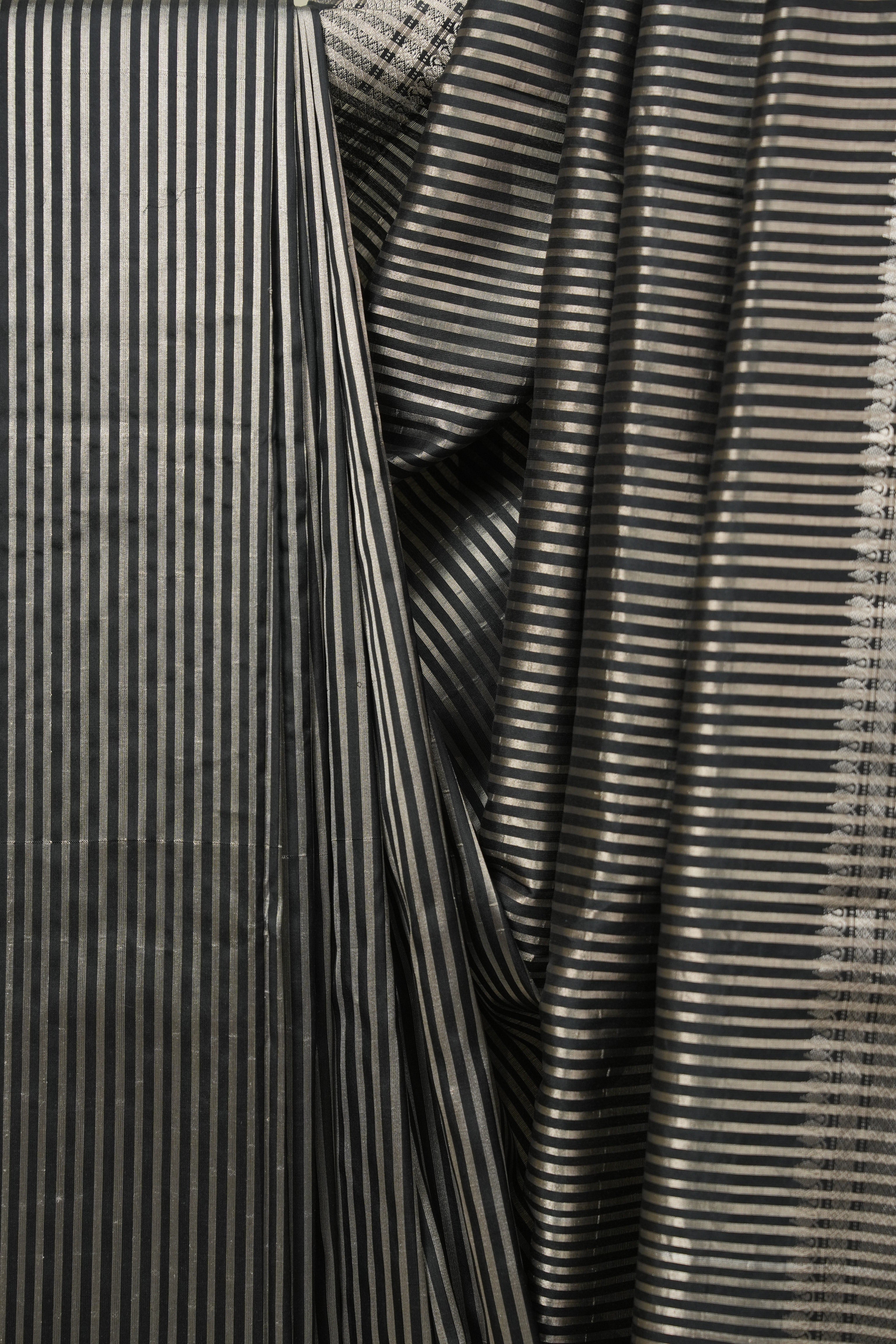 Black Cotton Silk Paithani Saree - SRBCSPS05