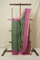 Green HBP Kota Doria Saree - SRGKDS263