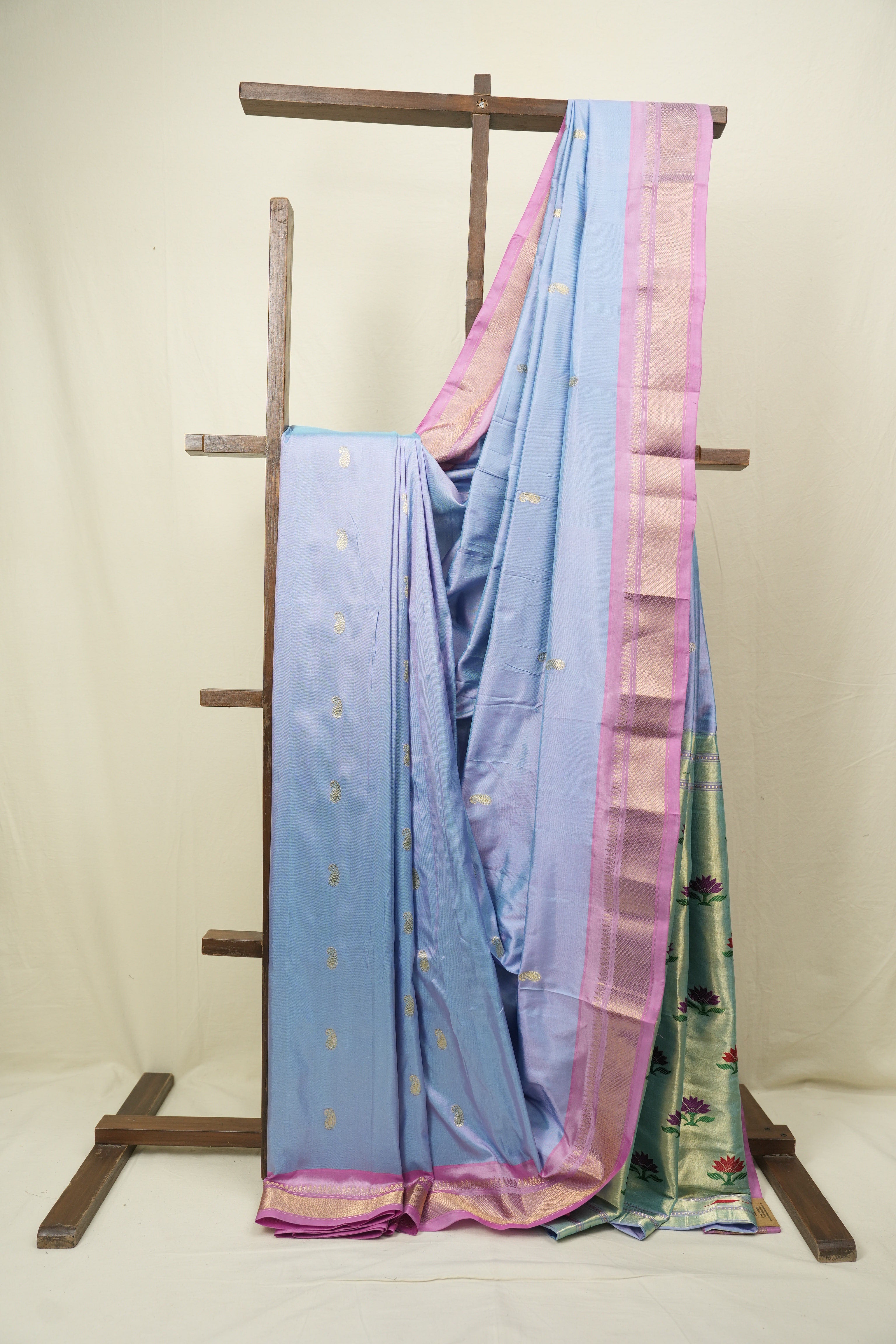 Lilac Cotton Silk Paithani Saree - SRLCSPS03