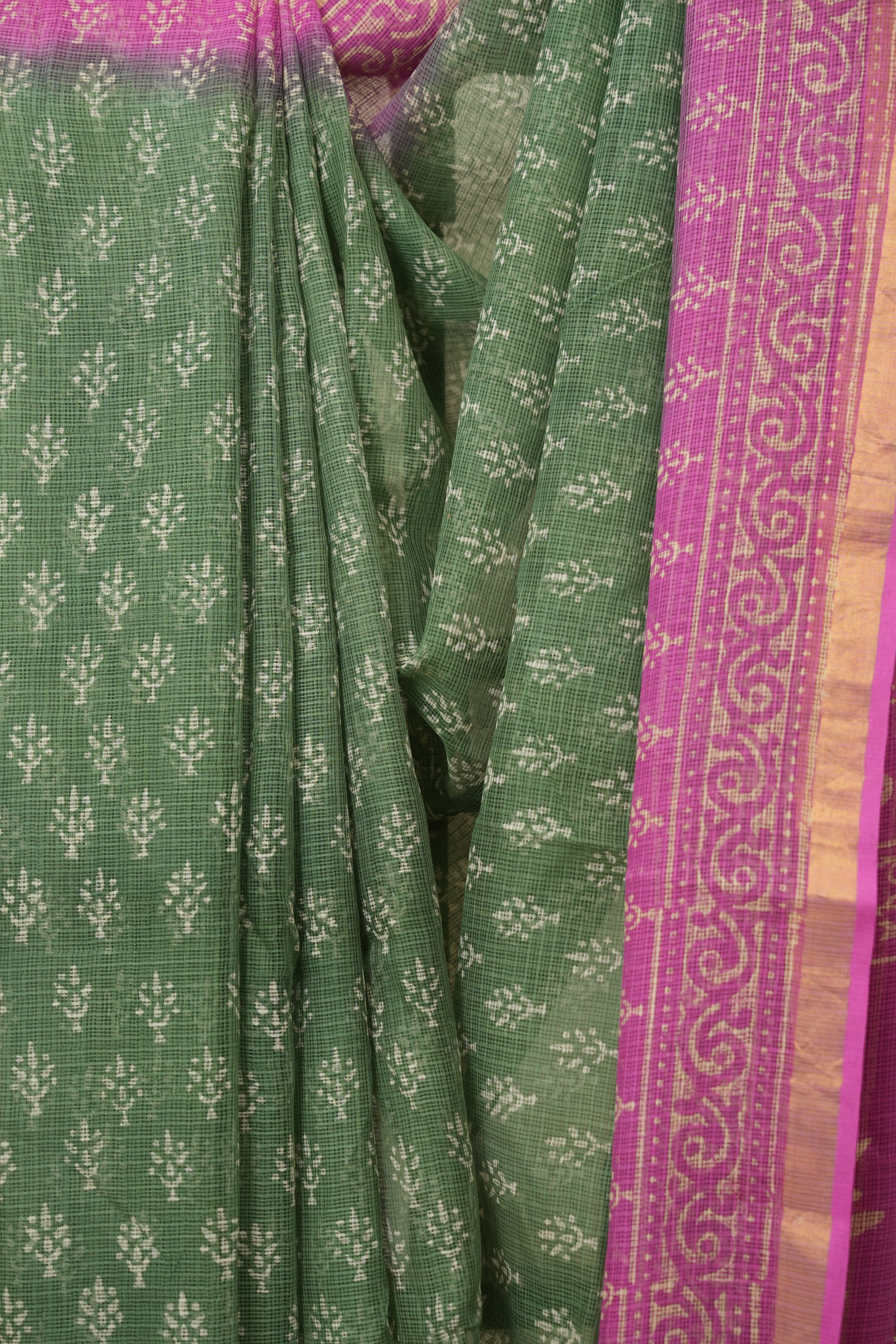 Green HBP Kota Doria Saree - SRGKDS263