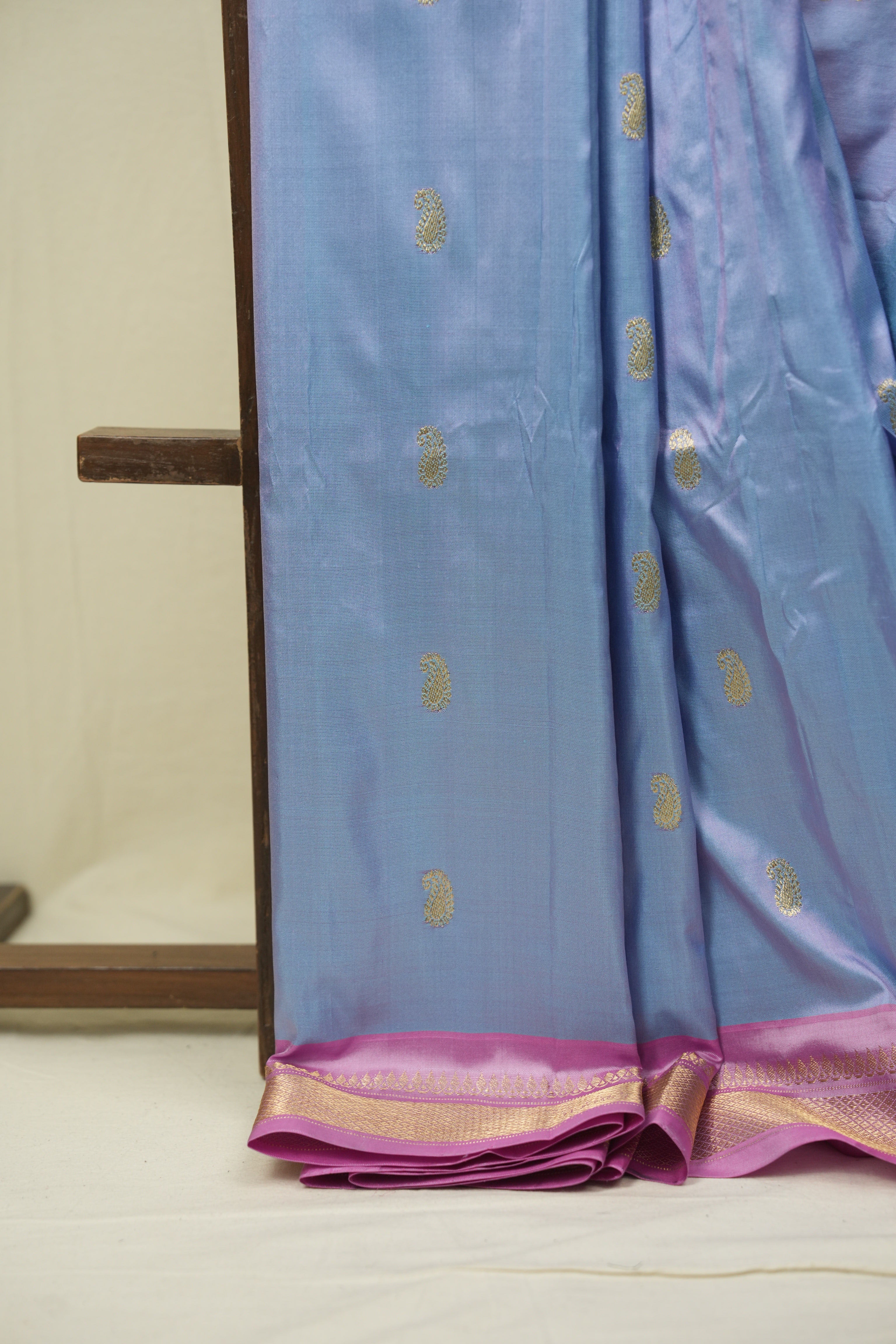 Lilac Cotton Silk Paithani Saree - SRLCSPS03