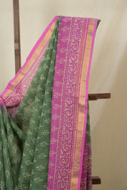 Green HBP Kota Doria Saree - SRGKDS263