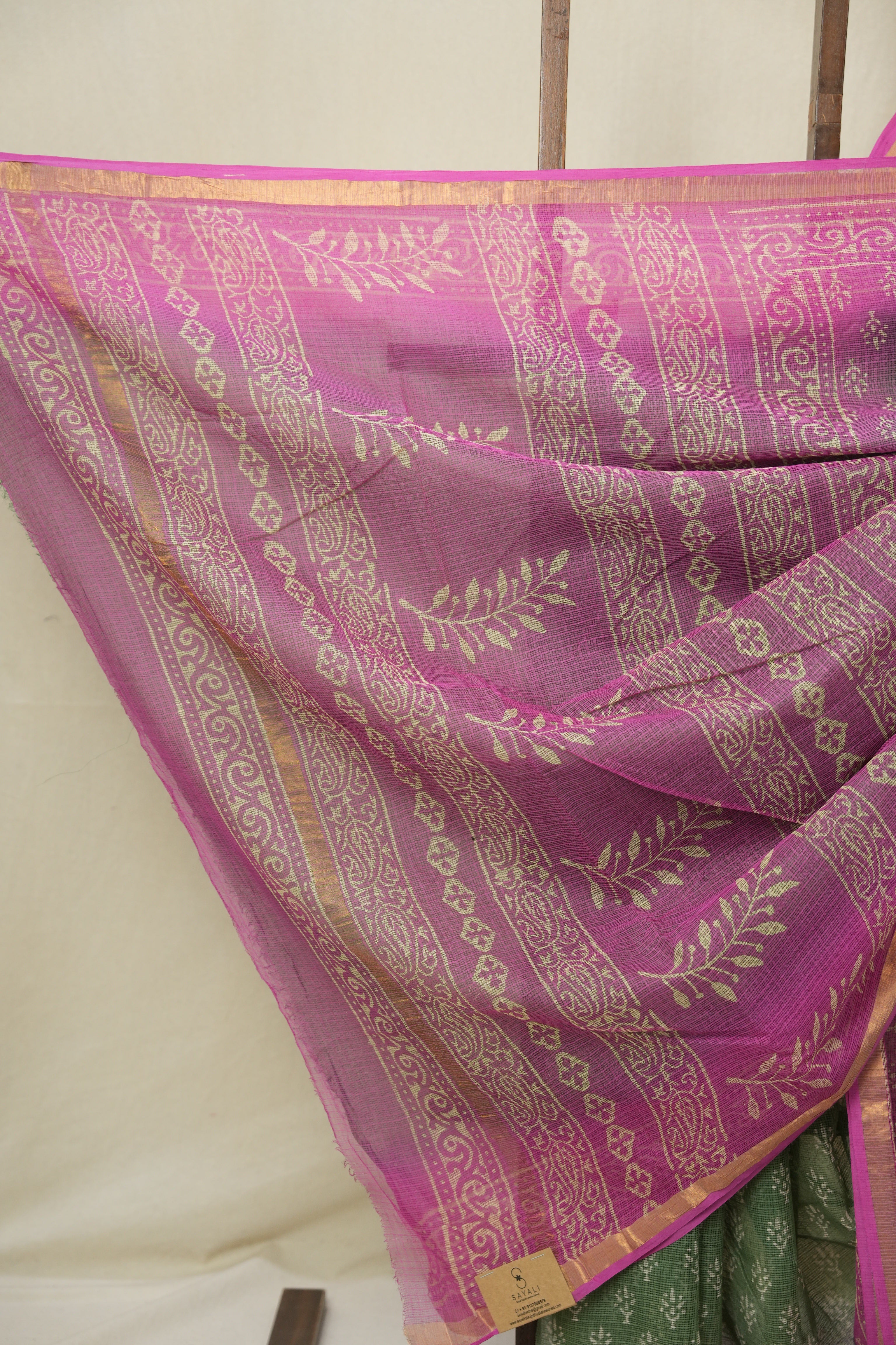 Green HBP Kota Doria Saree - SRGKDS263