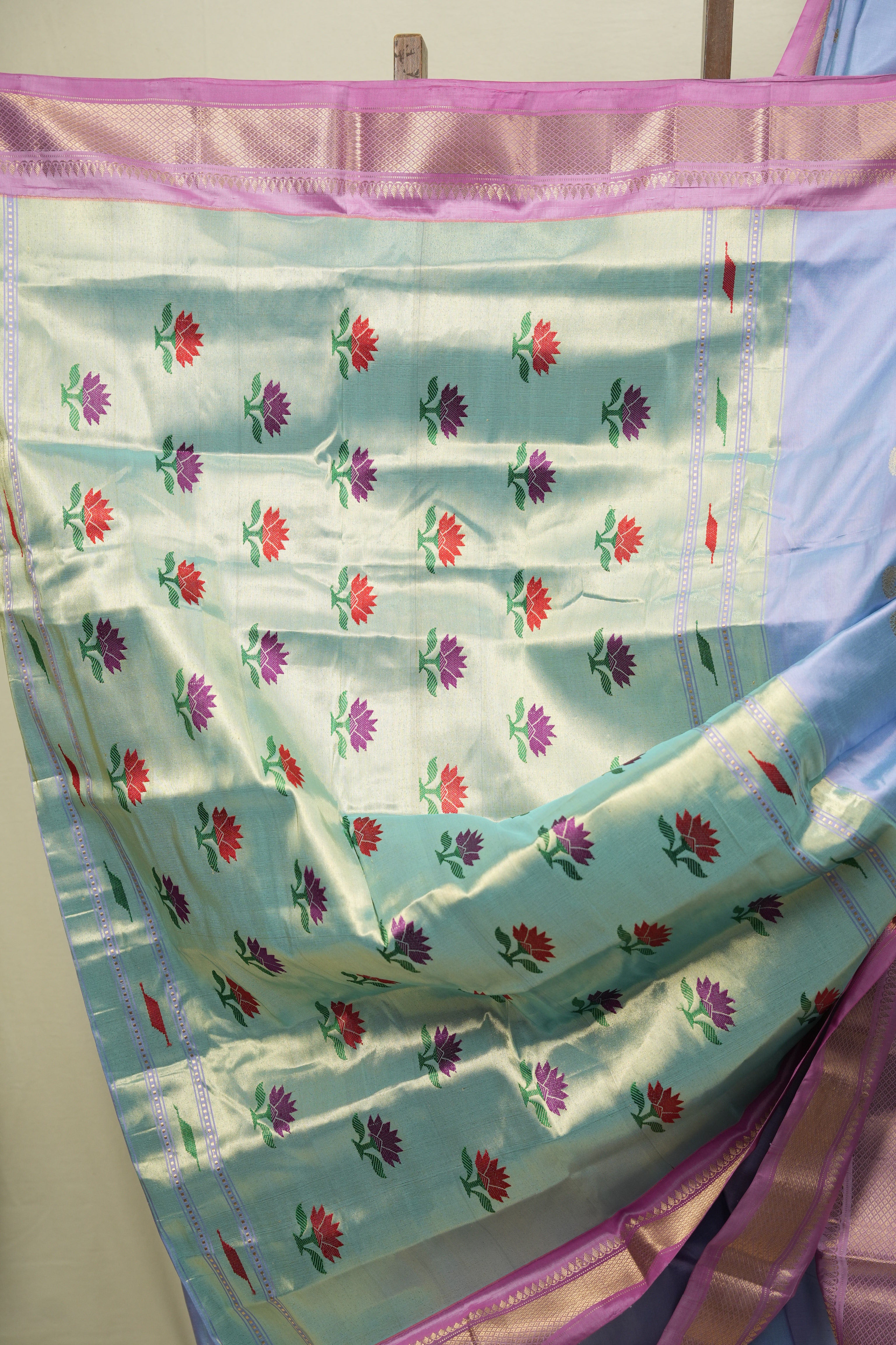 Lilac Cotton Silk Paithani Saree - SRLCSPS03