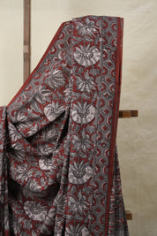 Ash Grey HBP Cotton Saree - SRAGCS3159