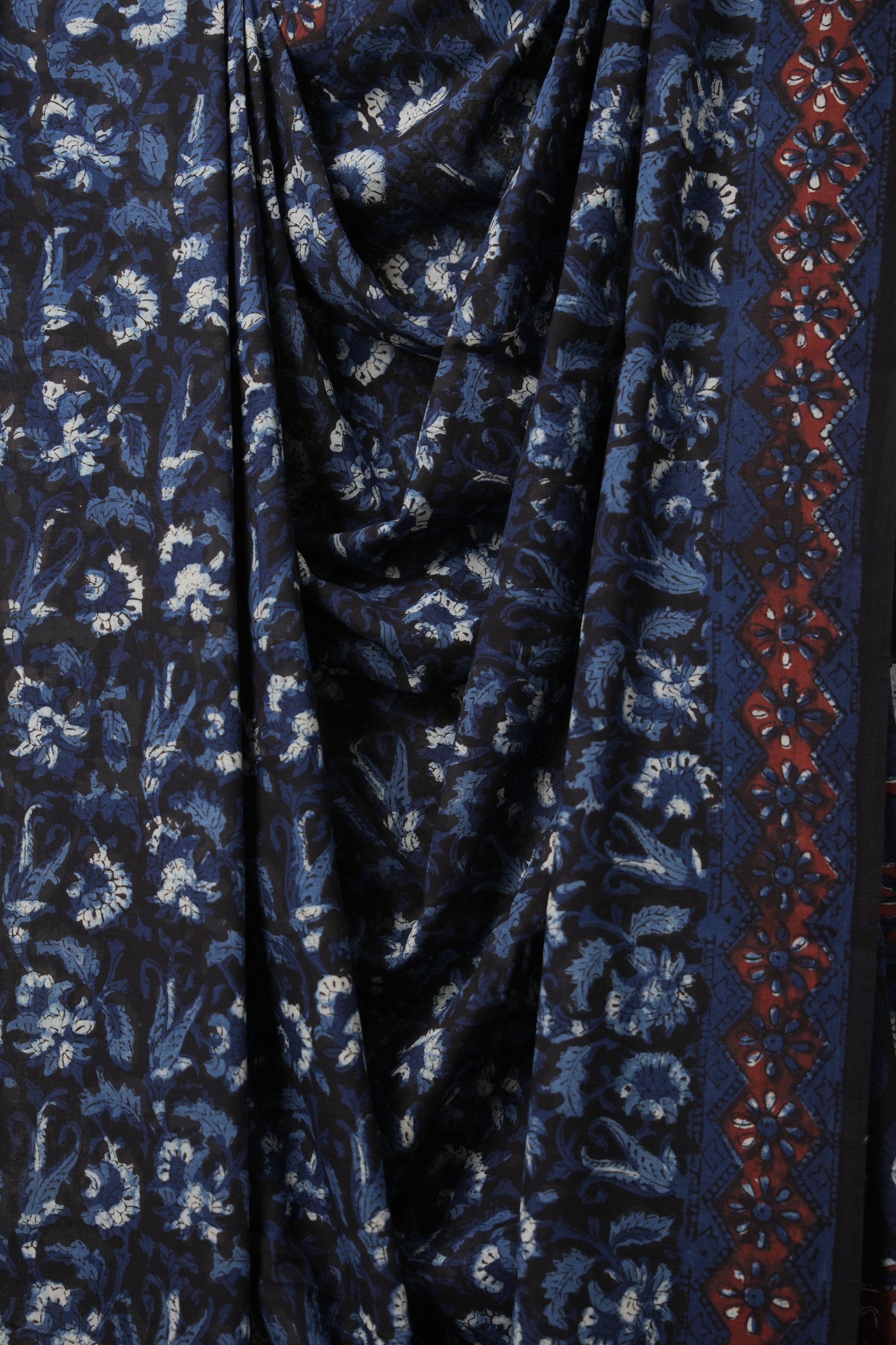 Blue-Black HBP Cotton Saree - SRBBCS3156