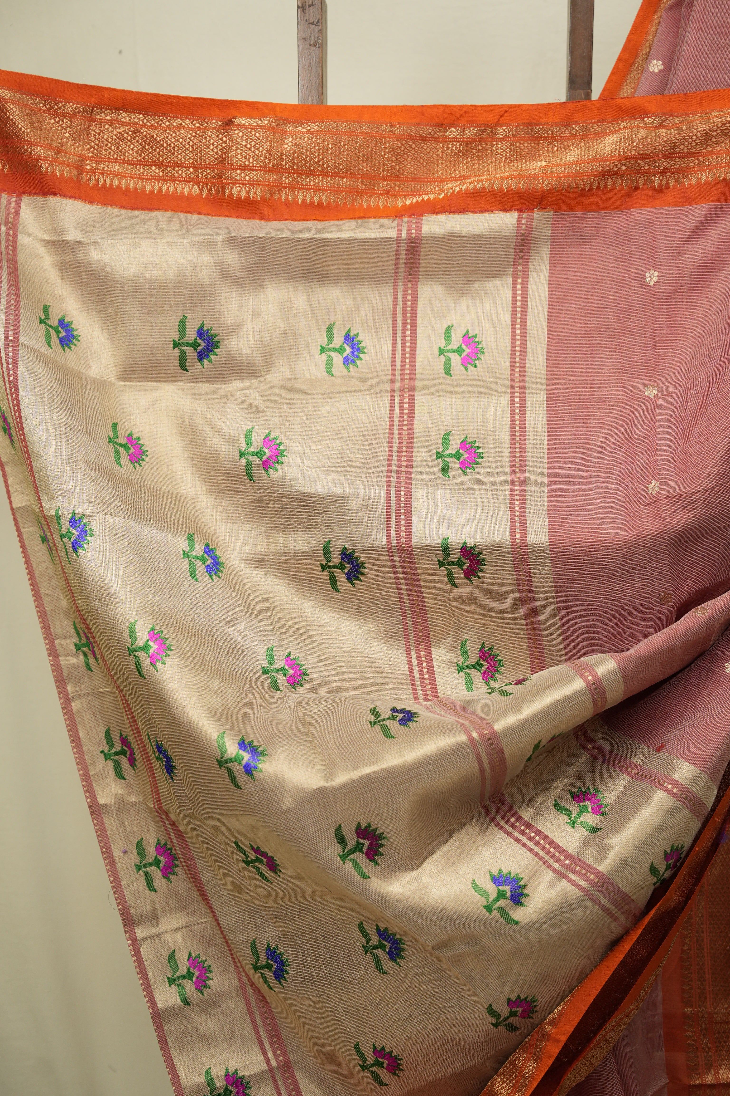 Brick Red Cotton Tissue Paithani Saree - SRBRCSPS02