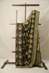 Olive Green HBP Cotton Saree - SROGCS3157
