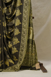 Olive Green HBP Cotton Saree - SROGCS3157