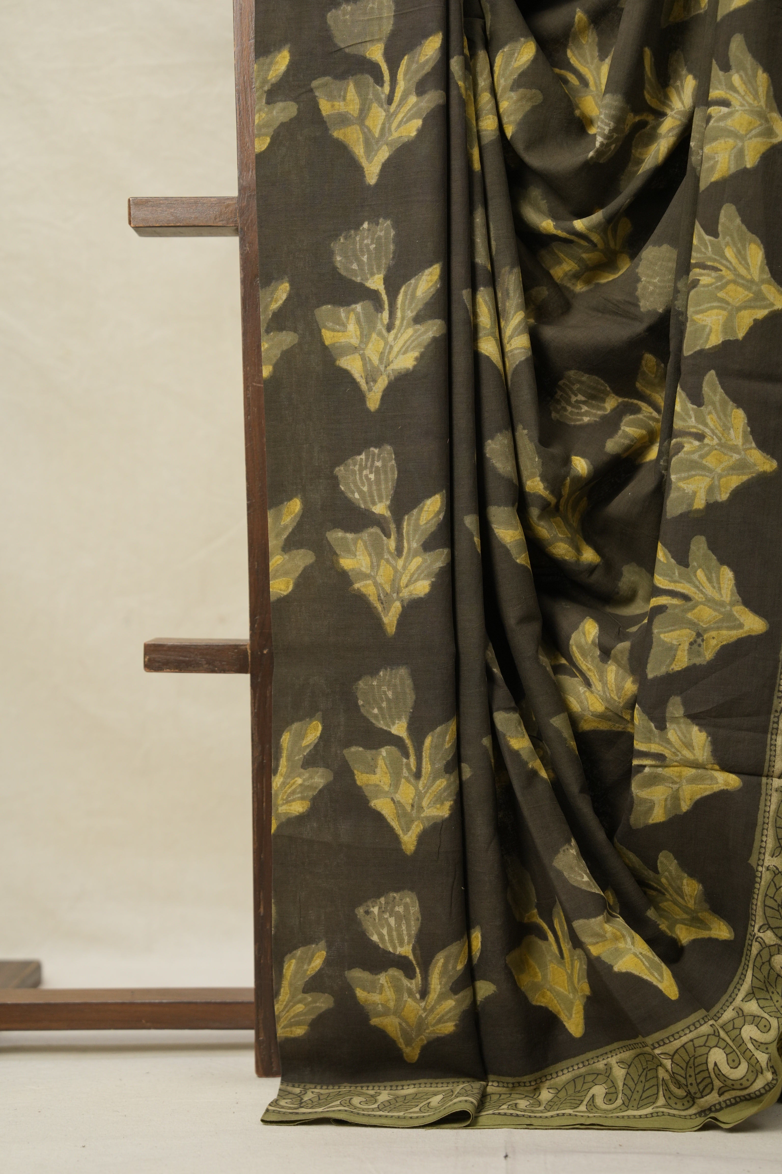 Olive Green HBP Cotton Saree - SROGCS3157