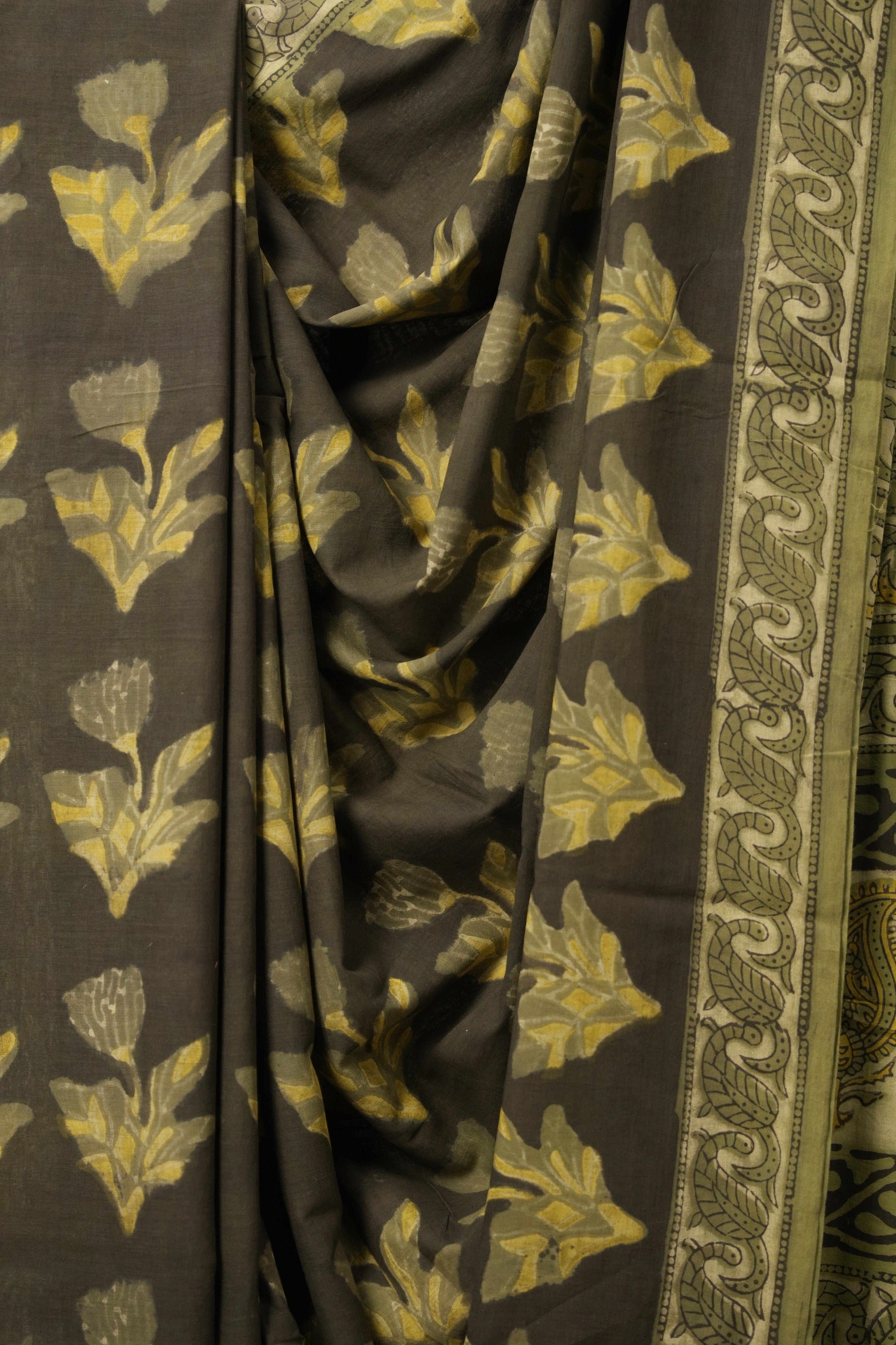 Olive Green HBP Cotton Saree - SROGCS3157
