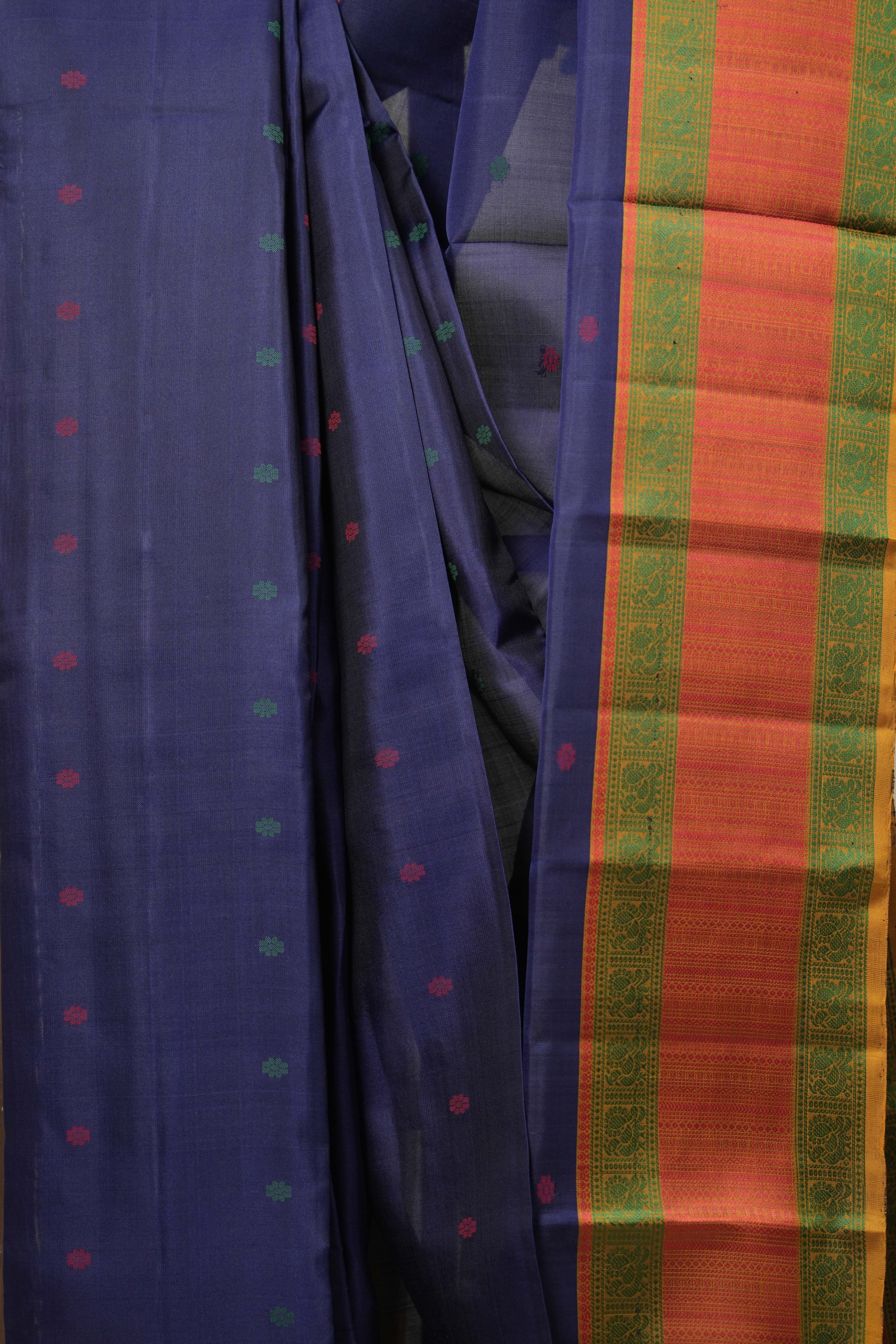 Navy Blue Kanjivaram Silk Saree - SRNBKSS952