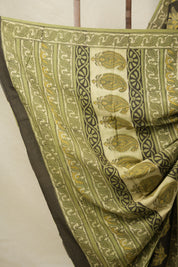 Olive Green HBP Cotton Saree - SROGCS3157