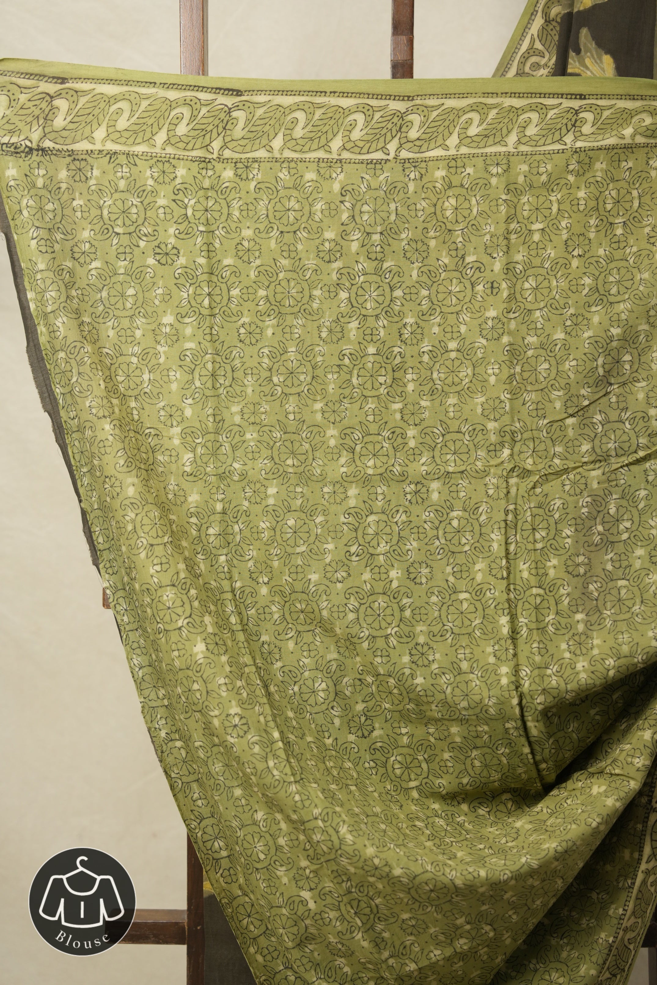Olive Green HBP Cotton Saree - SROGCS3157