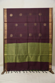 Wine Raw Silk Saree - SRWRSS800