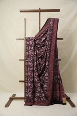 Maroon Black HBP Cotton Saree - SRMBCS3152
