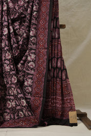Maroon Black HBP Cotton Saree - SRMBCS3152