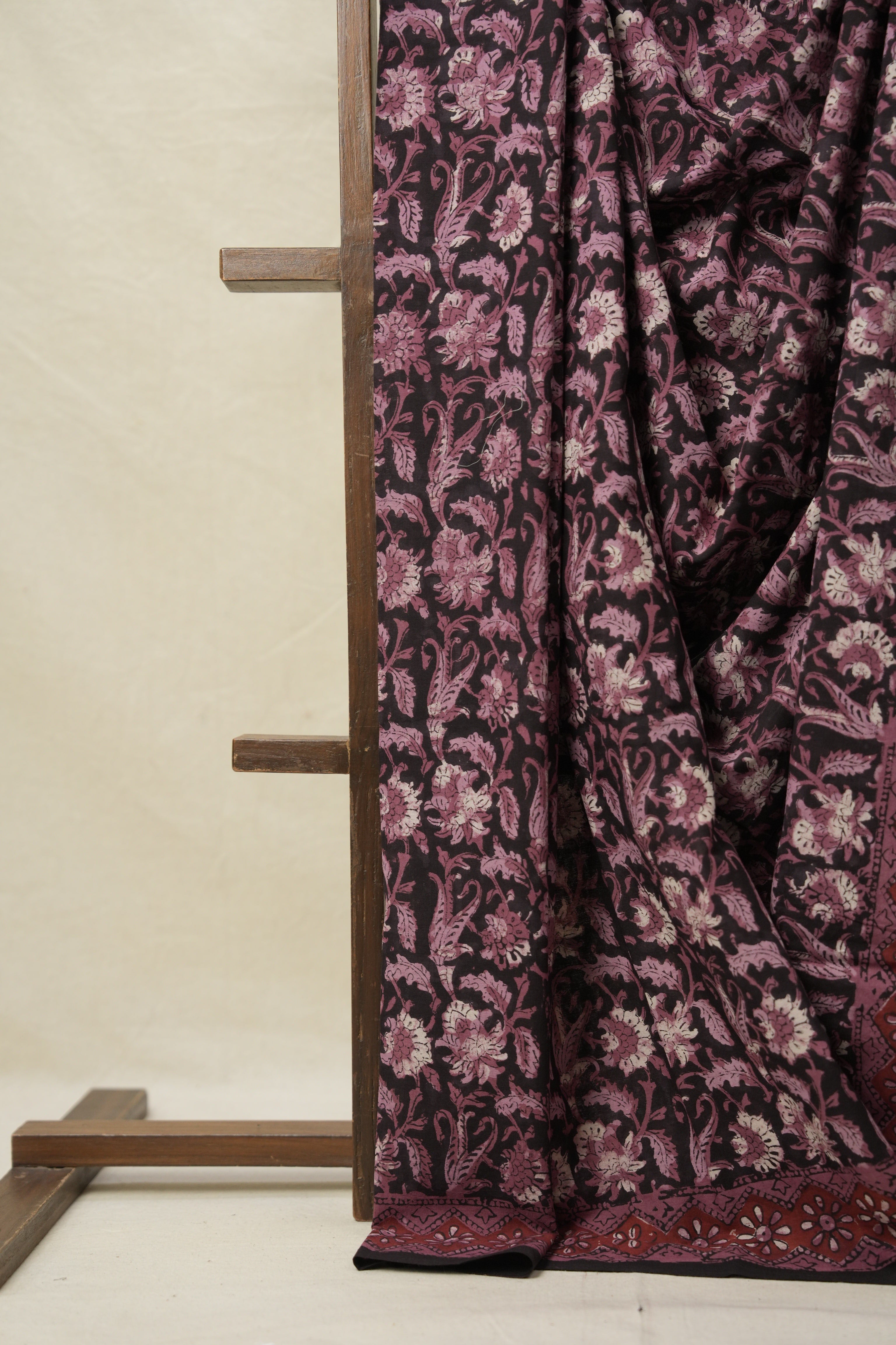 Maroon Black HBP Cotton Saree - SRMBCS3152