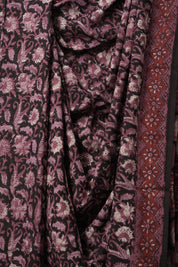Maroon Black HBP Cotton Saree - SRMBCS3152